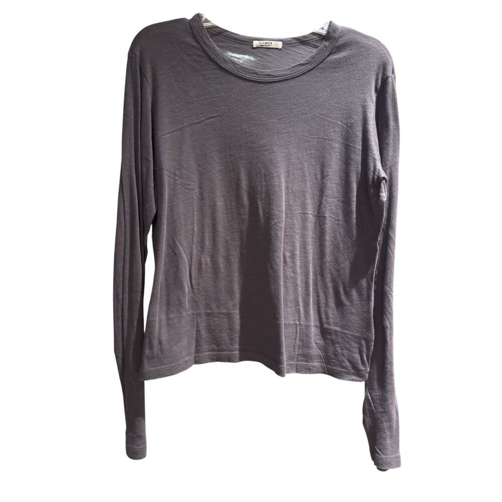 Buck Mason Long Sleeve Tee Dark Grey Size Large 100% Cotton